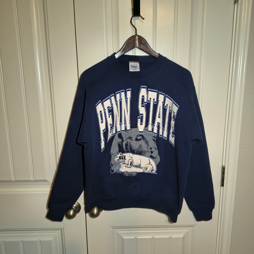 Vintage Tultex Penn State Sweatshirt Mens Medium Navy Blue Nittany Lions 90s USA